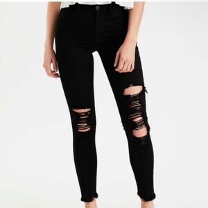 American Eagle Next Level Stretch Hi-Rise Jegging Crop in Black Women’s 6 Short